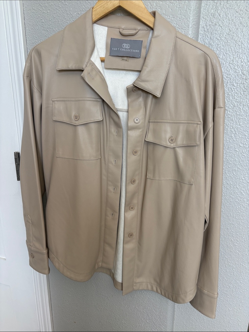 Tart Collections Beige Leather Shirt Jacket